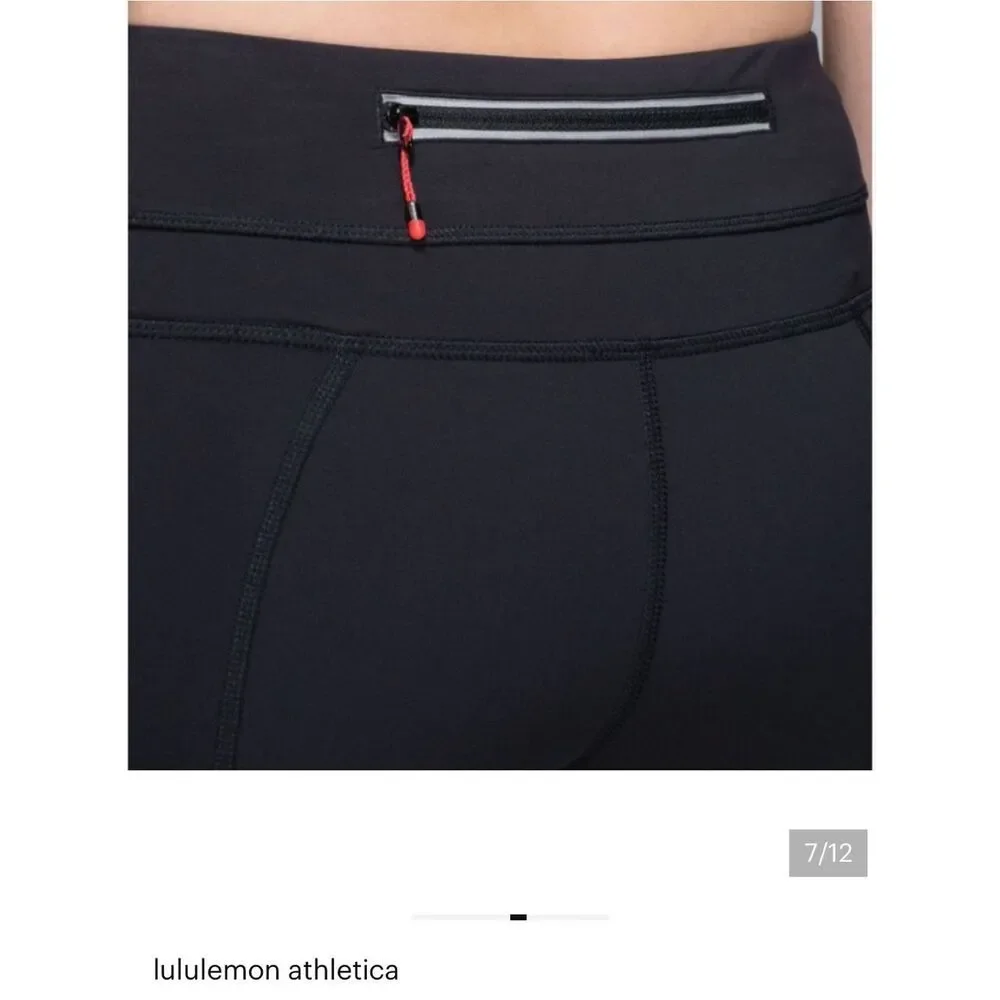 Lululemon Run Inspire Crop Legging Black Womens 6 FLAW